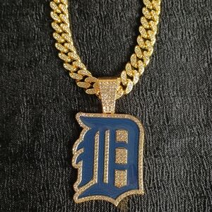 Detroit Tigers 20 Inch Hip Hop Necklace Pendant Cuban Chain Link MLB Baseball